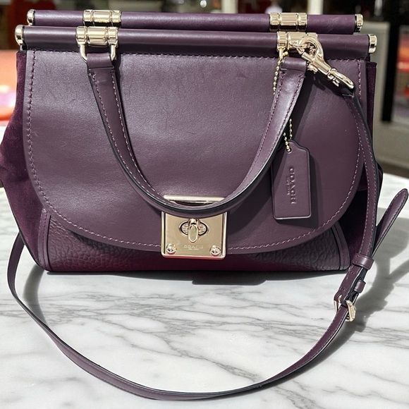 Coach Plum Satchel with Gold Accents With Dust Bag Included. - Picture 1 of 15